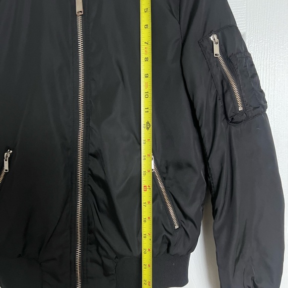 Black Bomber Jacket with Silver Zippers - Picture 6 of 8